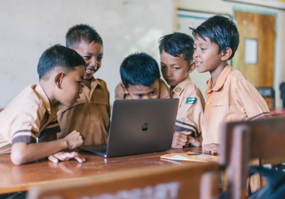 students learning at school