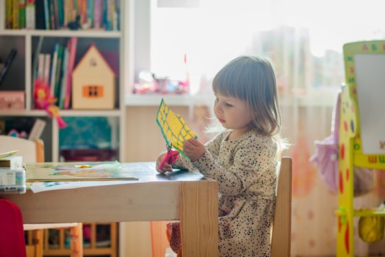 a child learning at home